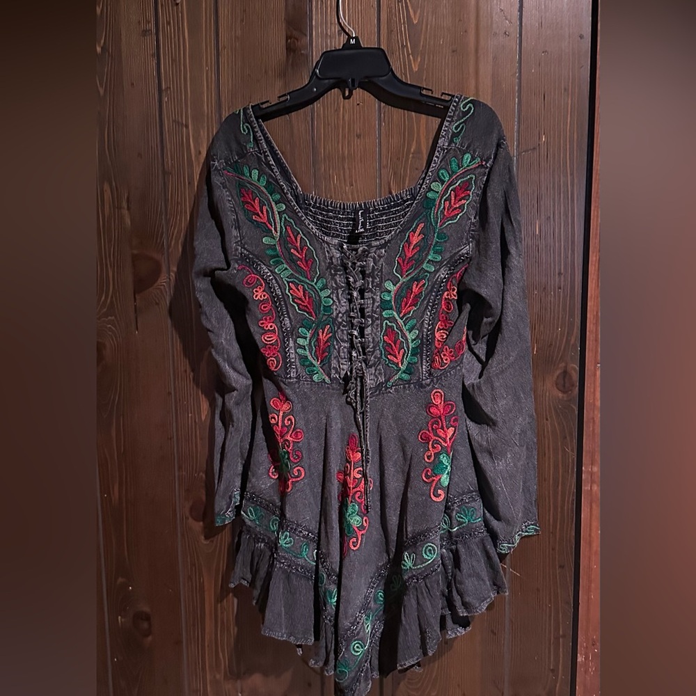 Sacred Threads long sleeve embroidered top.